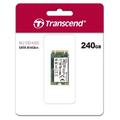 Твердотельный накопитель Transcend SSD 420S, 240GB, M.2(22x42mm), SATA3, 3D TLC, R/W 500/430MB/s, IOPs 40 000/75 000, TBW 80, DWPD 0.3 (3 года)